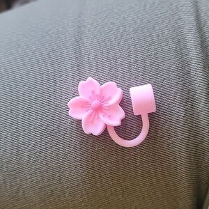 Pink cherry blossom straw topper